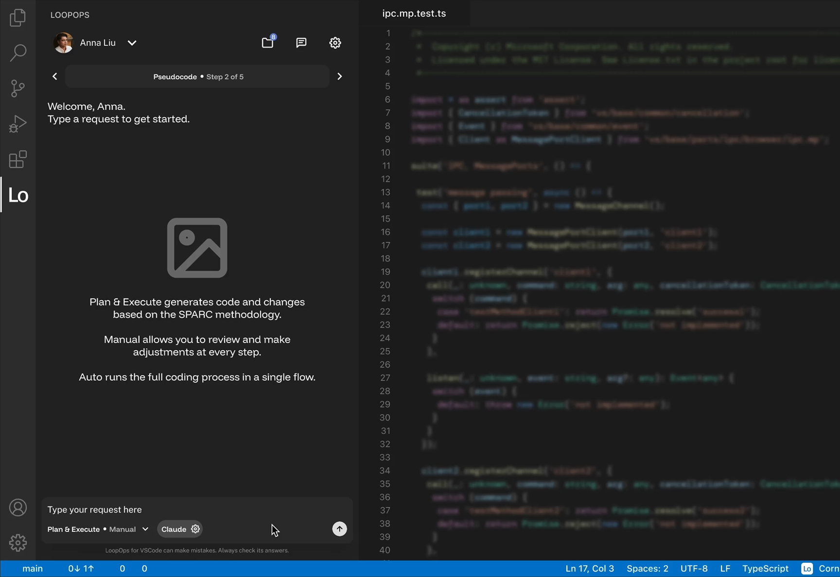 LoopOps VS Code agent planning and executing code changes